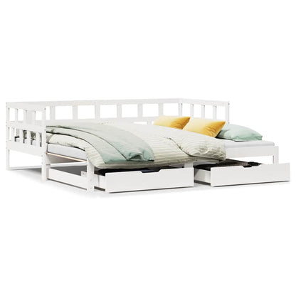 Letto Estraibile con Cassetti senza Materasso Bianco 80x200 cm | homemem39