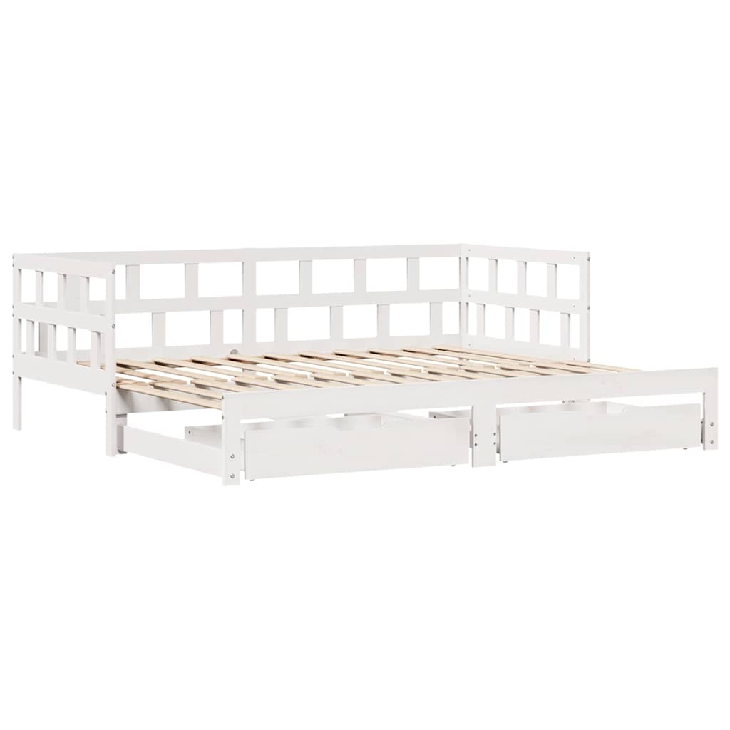 Letto Estraibile con Cassetti senza Materasso Bianco 80x200 cm | homemem39