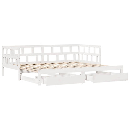 Letto Estraibile con Cassetti senza Materasso Bianco 80x200 cm | homemem39