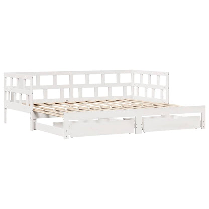 Letto Estraibile con Cassetti senza Materasso Bianco 90x200 cm