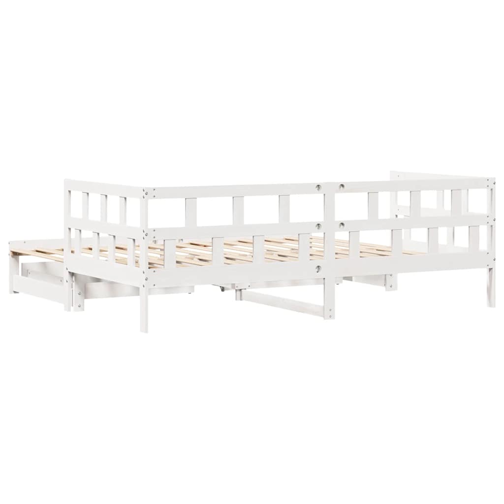 Letto Estraibile con Cassetti senza Materasso Bianco 90x200 cm