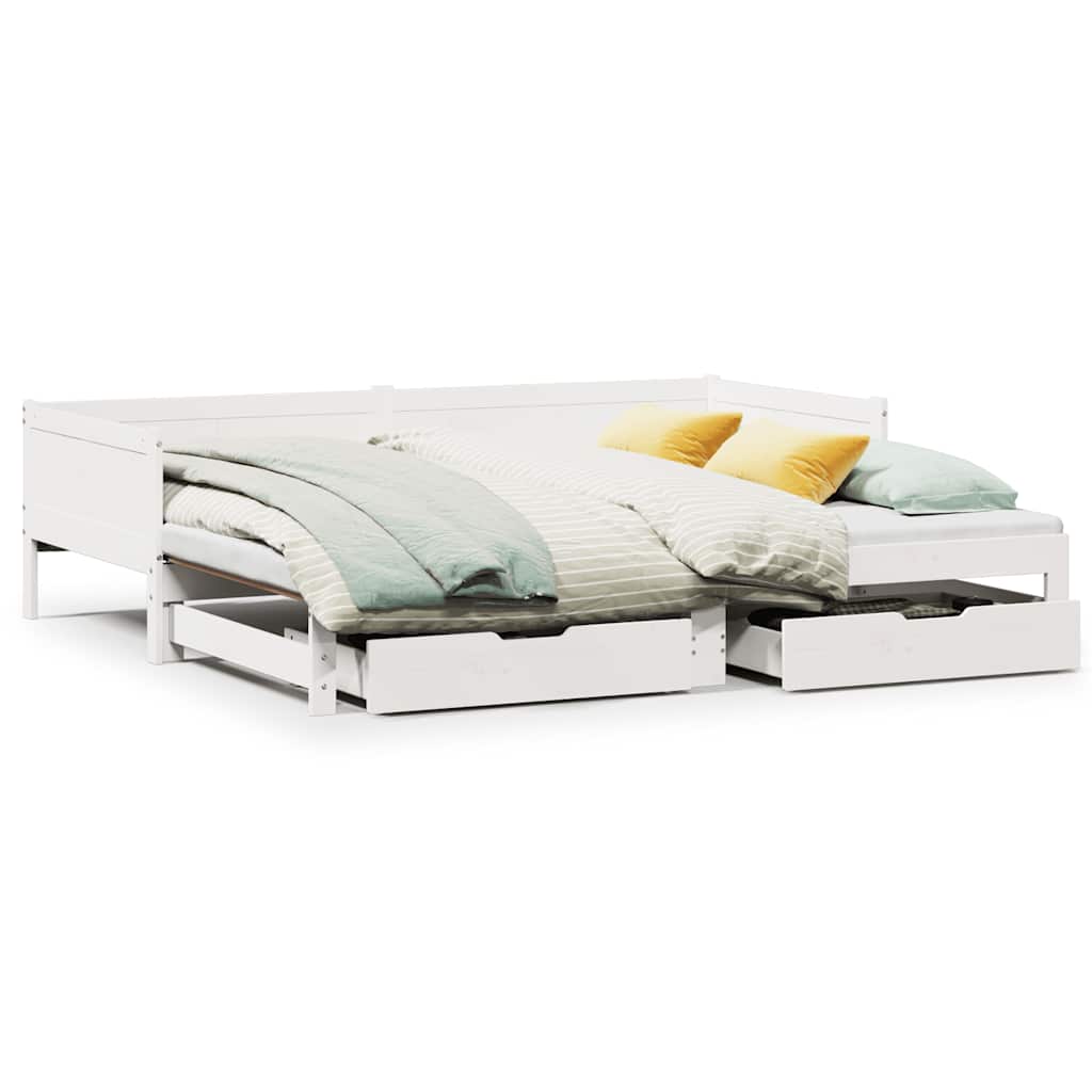 Letto Estraibile con Cassetti senza Materasso Bianco 80x200 cm