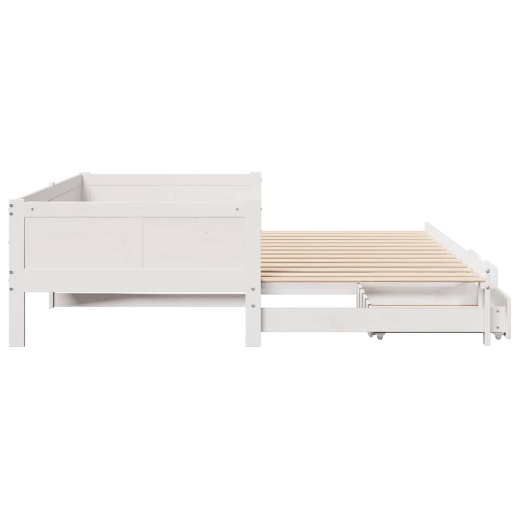 Letto Estraibile con Cassetti senza Materasso Bianco 80x200 cm
