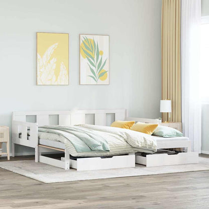 Letto Estraibile con Cassetti senza Materasso Bianco 80x200 cm