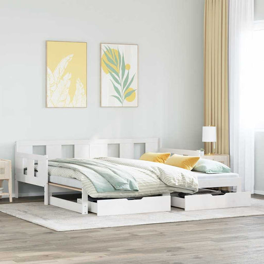 Letto Estraibile con Cassetti senza Materasso Bianco 90x190 cm - homemem39