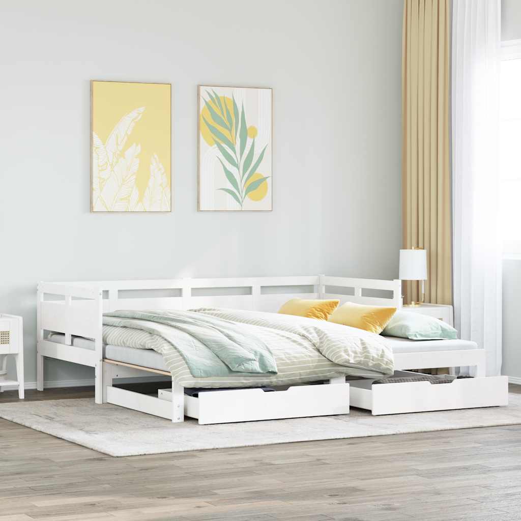 Letto Estraibile con Cassetti senza Materasso Bianco 80x200 cm