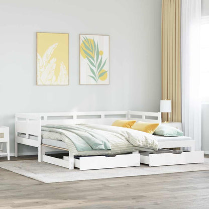 Letto Estraibile con Cassetti senza Materasso Bianco 80x200 cm