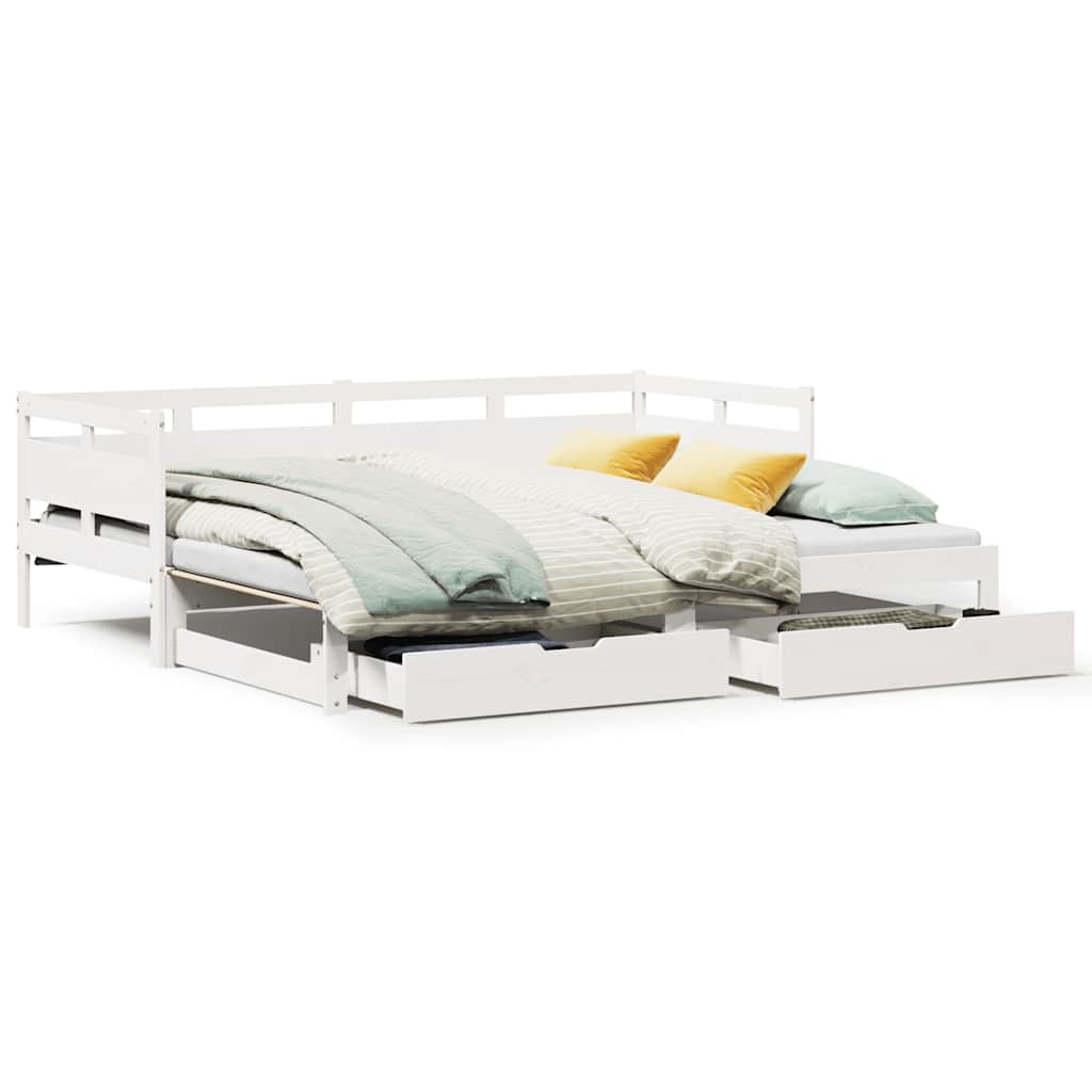 Letto Estraibile con Cassetti senza Materasso Bianco 90x190 cm - homemem39