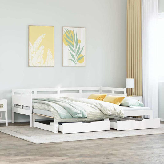 Letto Estraibile con Cassetti senza Materasso Bianco 90x190 cm - homemem39