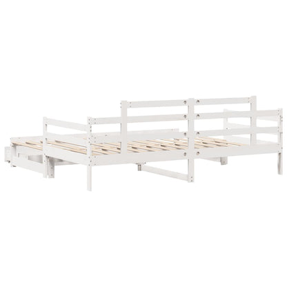 Letto Estraibile con Cassetti senza Materasso Bianco 90x200 cm