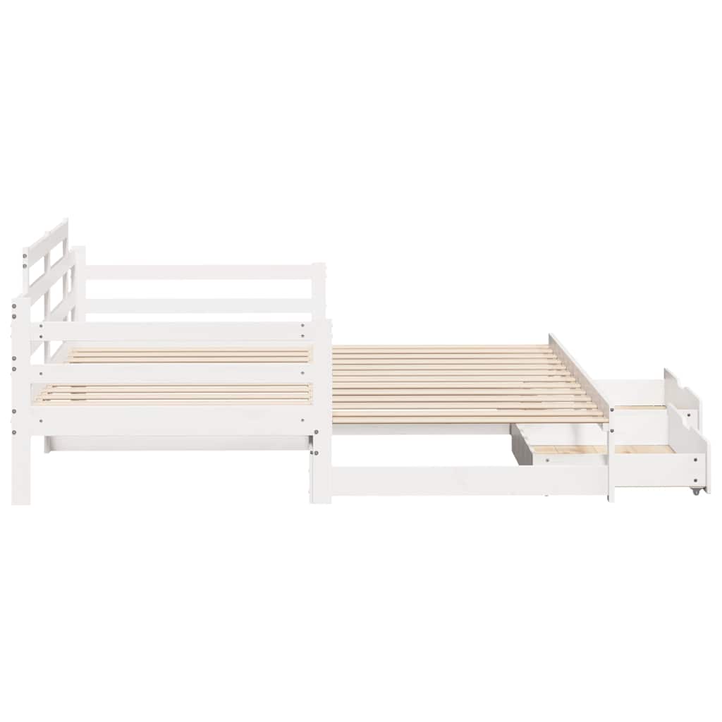 Letto Estraibile con Cassetti senza Materasso Bianco 80x200 cm