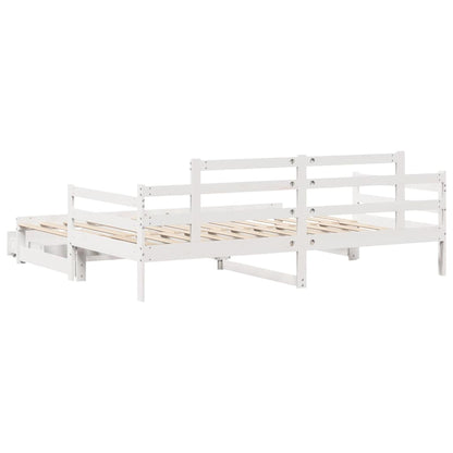 Letto Estraibile con Cassetti senza Materasso Bianco 80x200 cm