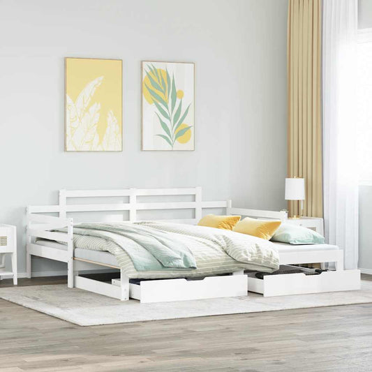 Letto Estraibile con Cassetti senza Materasso Bianco 80x200 cm