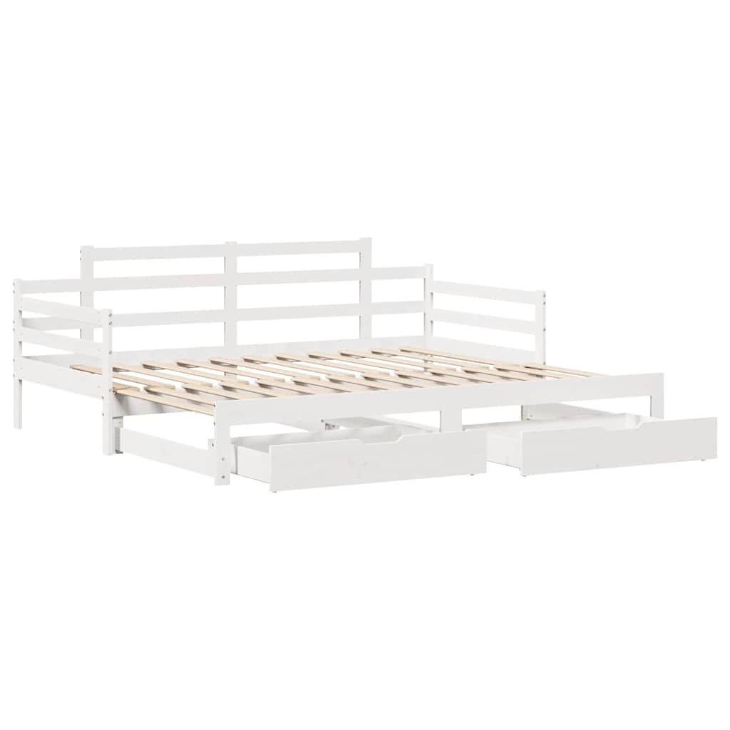 Letto Estraibile con Cassetti senza Materasso Bianco 90x190 cm - homemem39