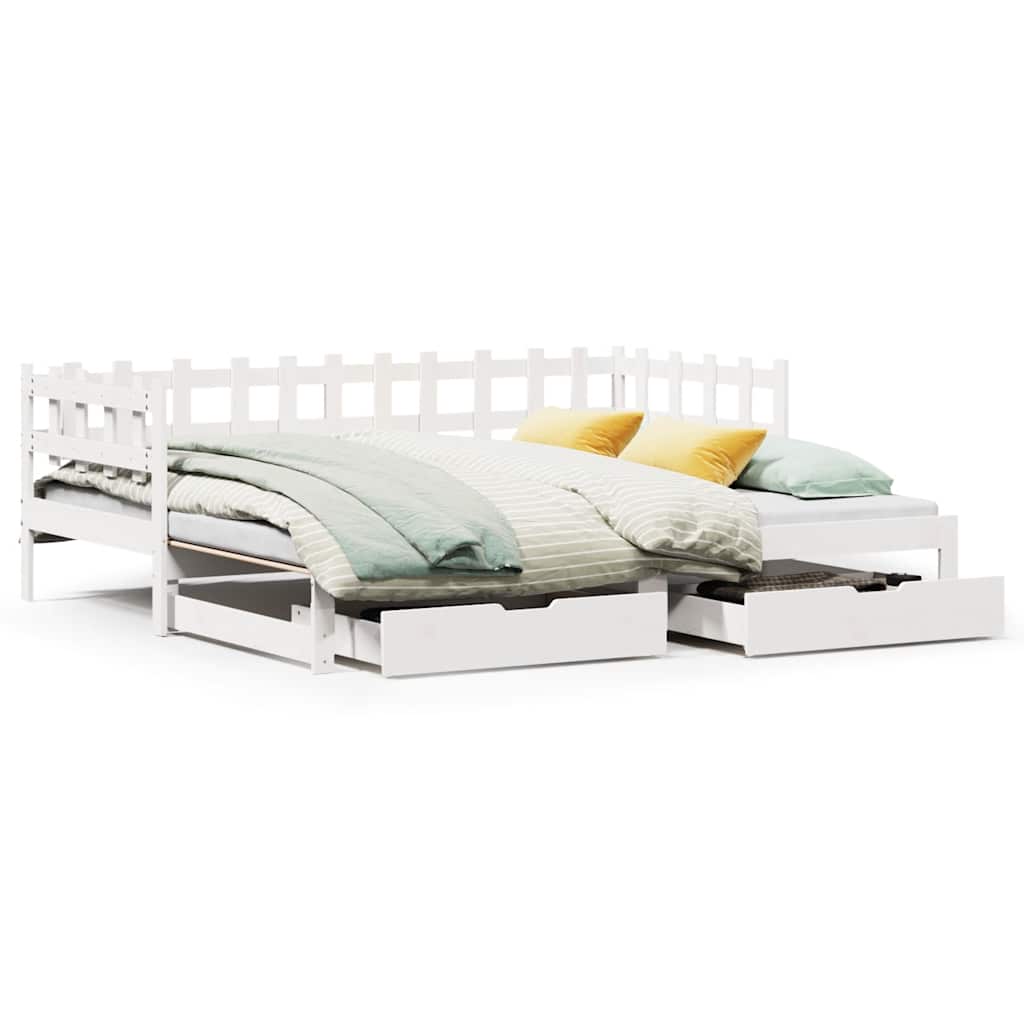 Letto Estraibile con Cassetti senza Materasso Bianco 90x190 cm - homemem39