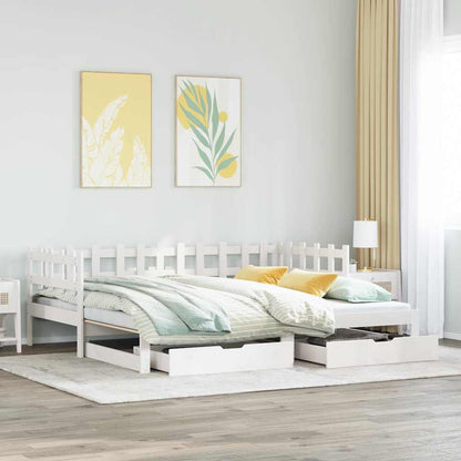 Letto Estraibile con Cassetti senza Materasso Bianco 90x190 cm - homemem39