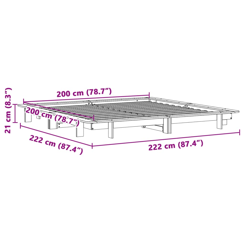 Giroletto senza Materasso Bianco 200x200 cm Legno Massello Pino | homemem39