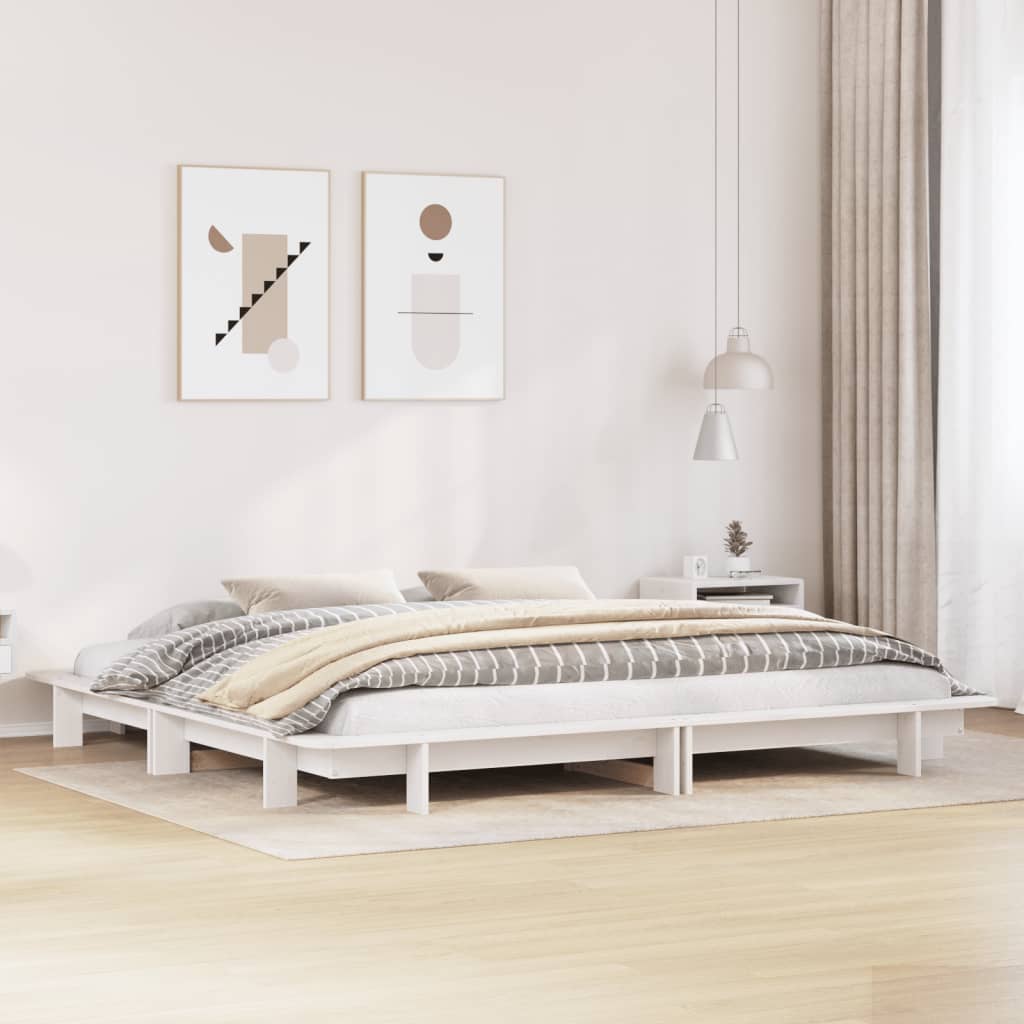 Giroletto senza Materasso Bianco 200x200 cm Legno Massello Pino | homemem39
