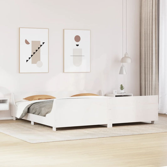 Giroletto senza Materasso Bianco 200x200 cm Legno Massello Pino | homemem39