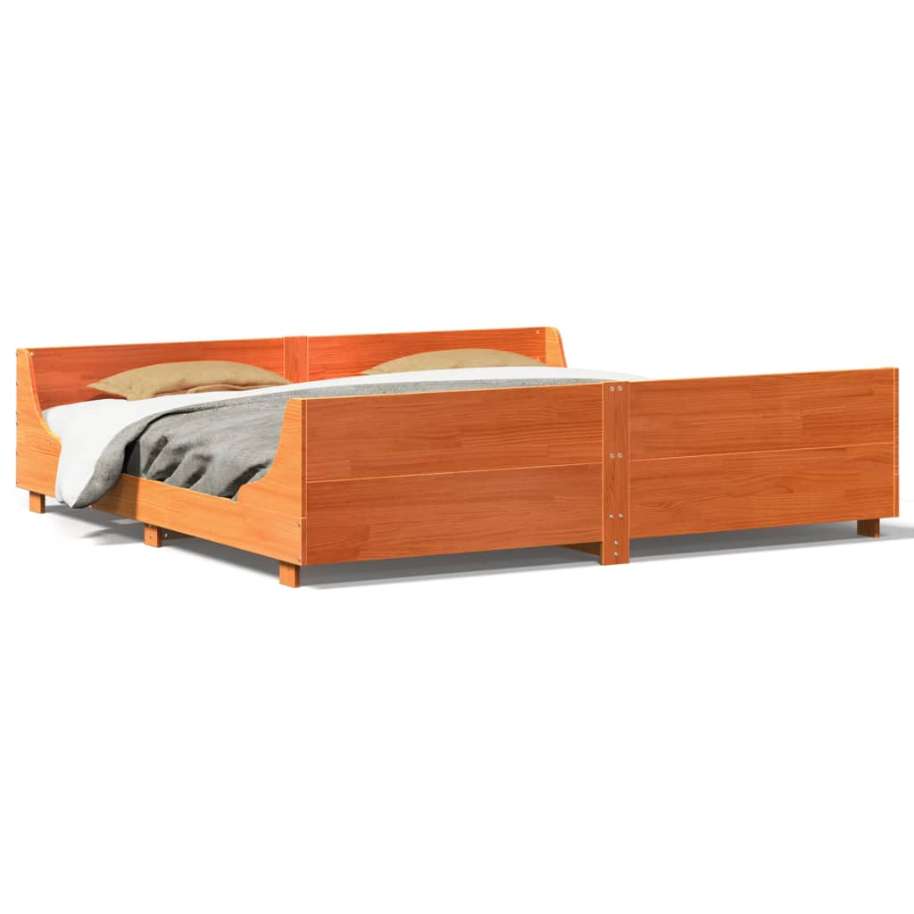 Letto senza Materasso Marrone Cera 200x200 cm in Legno di Pino | homemem39