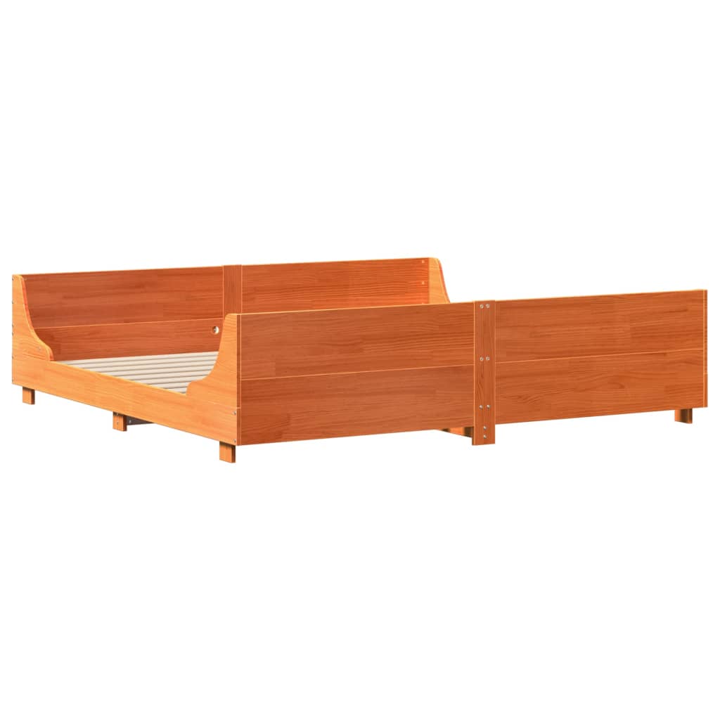 Letto senza Materasso Marrone Cera 200x200 cm in Legno di Pino | homemem39