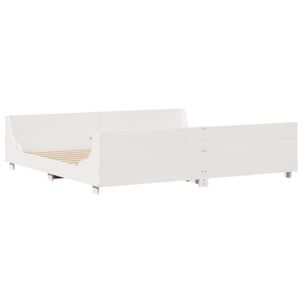 Letto senza Materasso Bianco 180x200 cm Legno Massello di Pino