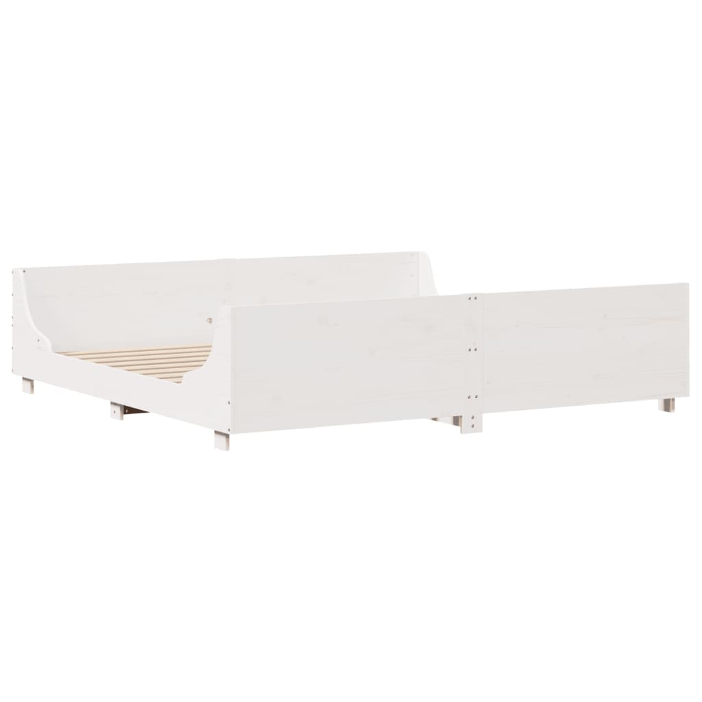 Letto senza Materasso Bianco 180x200 cm Legno Massello di Pino