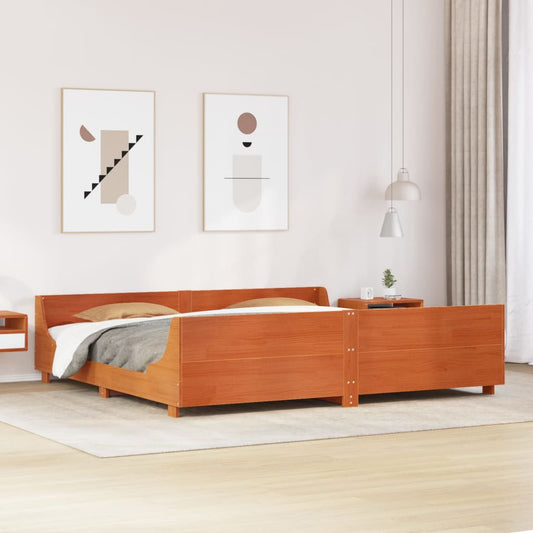 Letto senza Materasso Marrone Cera 180x200 cm in Legno di Pino | homemem39