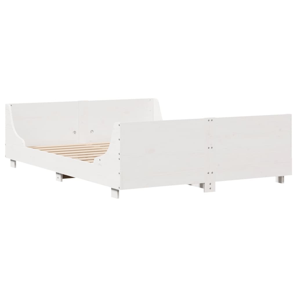 Letto senza Materasso Bianco 160x200 cm Legno Massello di Pino