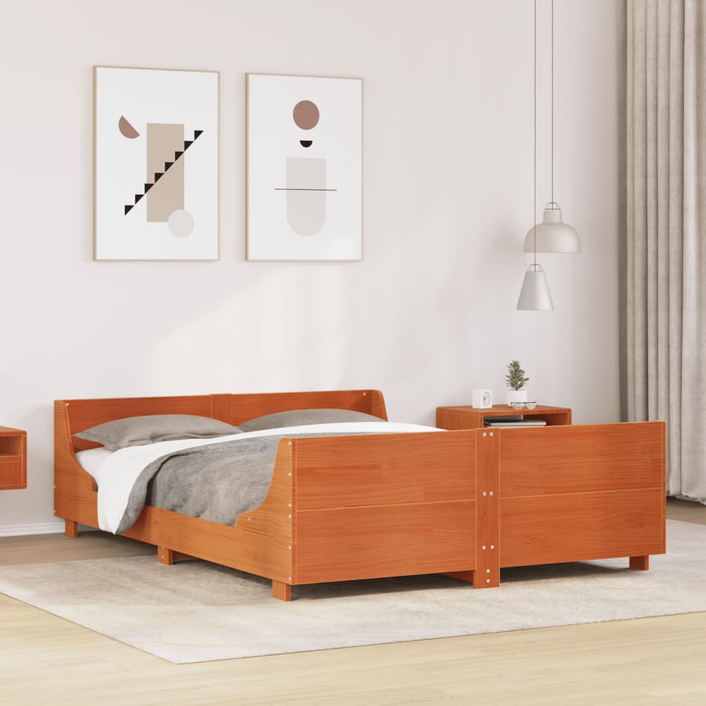 Letto senza Materasso Marrone Cera 150x200 cm in Legno di Pino | homemem39