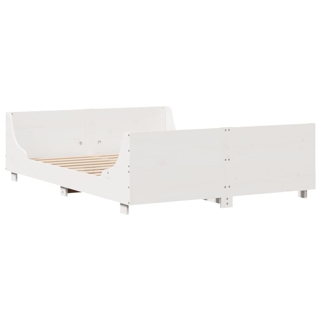 Letto senza Materasso Bianco 140x190 cm Legno Massello di Pino | homemem39