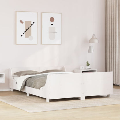 Letto senza Materasso Bianco 140x190 cm Legno Massello di Pino | homemem39