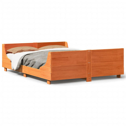 Letto senza Materasso Marrone Cera 140x190 cm in Legno di Pino | homemem39