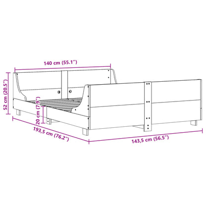 Letto senza Materasso Marrone Cera 140x190 cm in Legno di Pino | homemem39