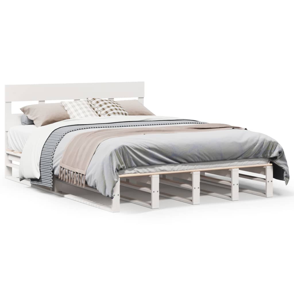 Letto senza Materasso Bianco 140x200 cm Legno Massello di Pino | homemem39