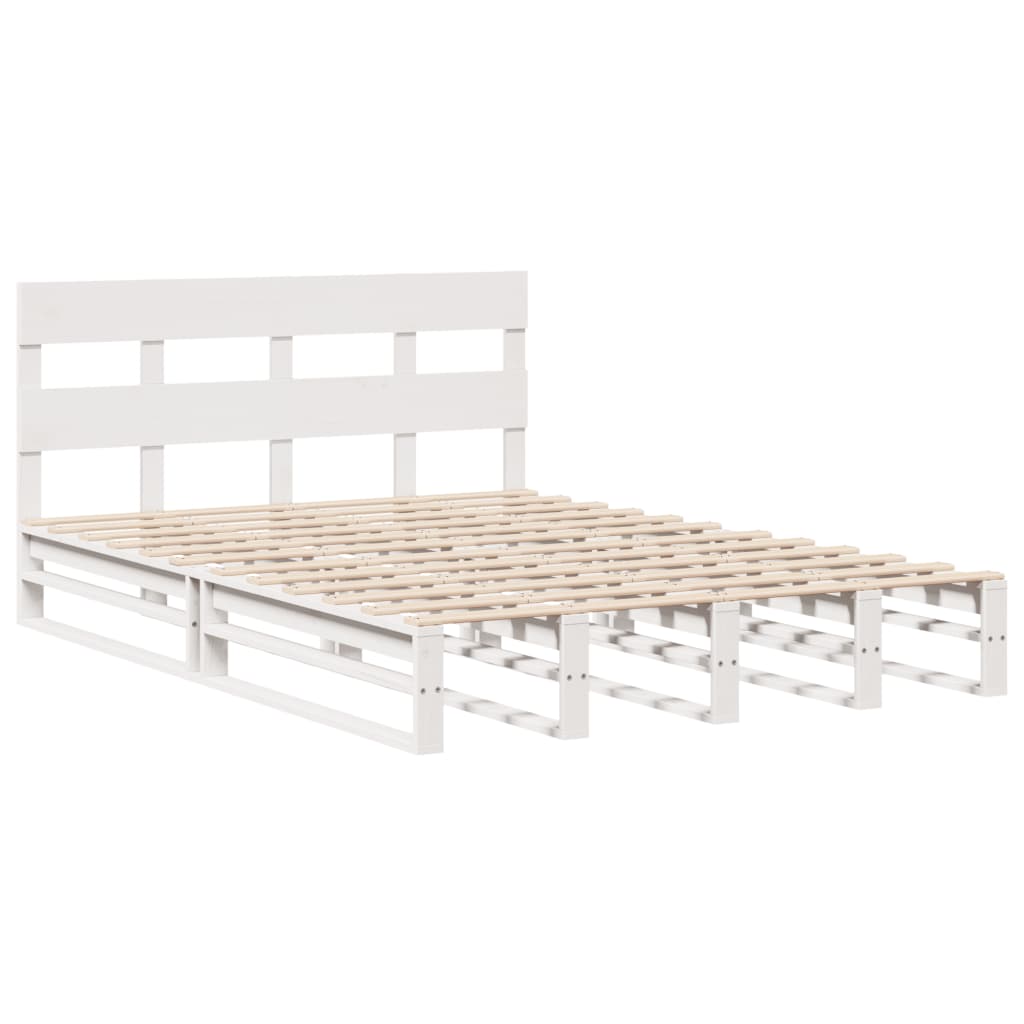 Letto senza Materasso Bianco 140x200 cm Legno Massello di Pino | homemem39