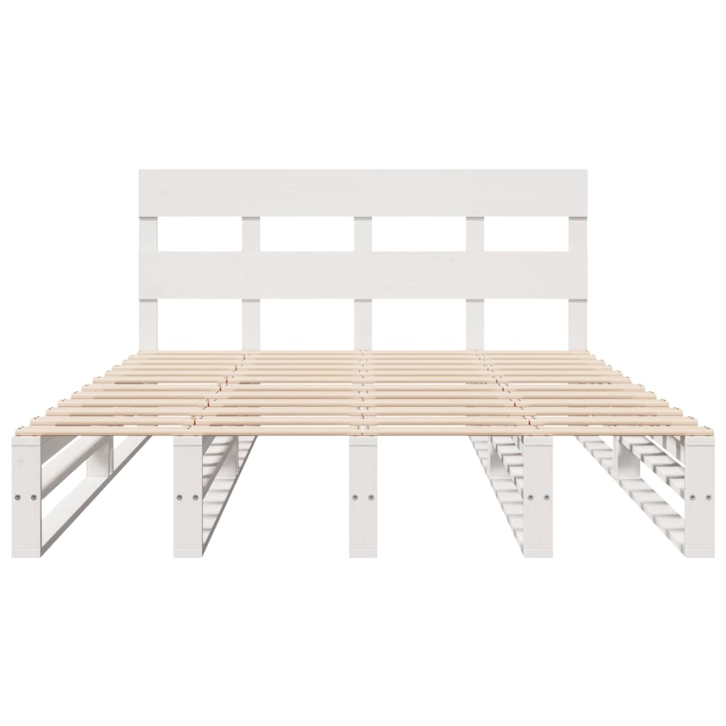 Letto senza Materasso Bianco 140x200 cm Legno Massello di Pino | homemem39