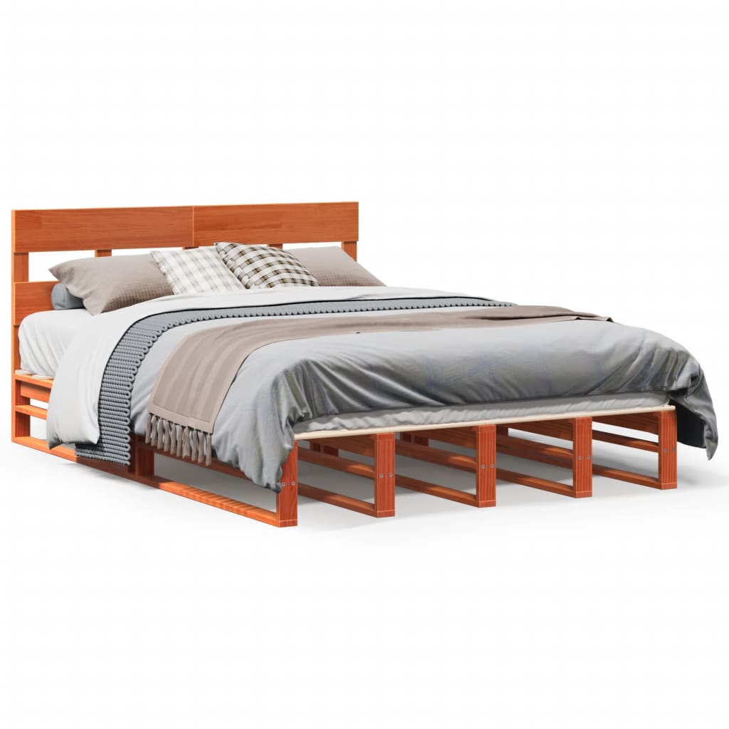 Giroletto senza Materasso Marrone Cera 140x200cm Massello Pino | homemem39