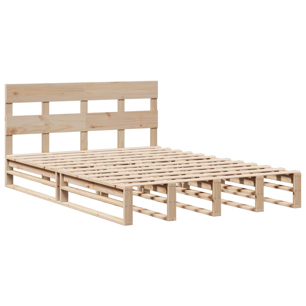 Letto senza Materasso 150x200 cm in Legno Massello di Pino | homemem39