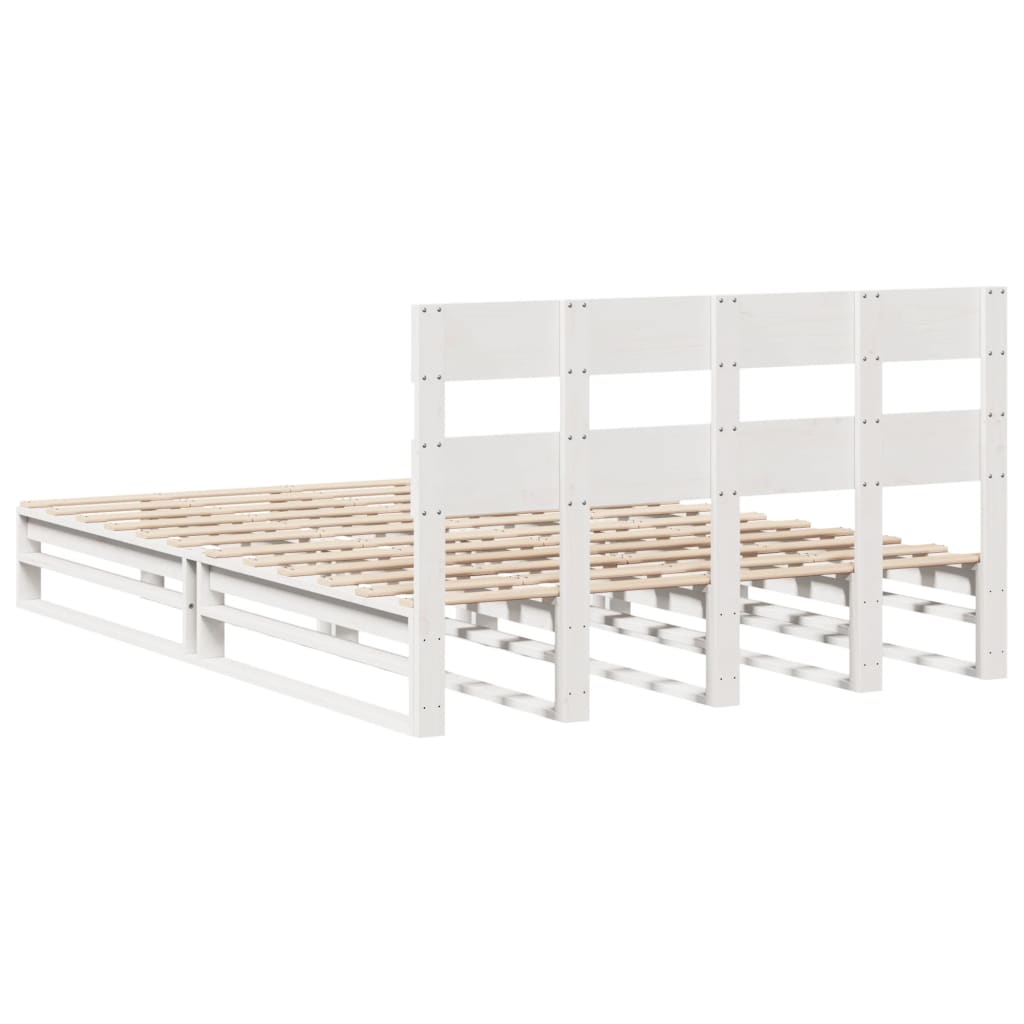 Letto senza Materasso Bianco 150x200 cm Legno Massello di Pino - homemem39