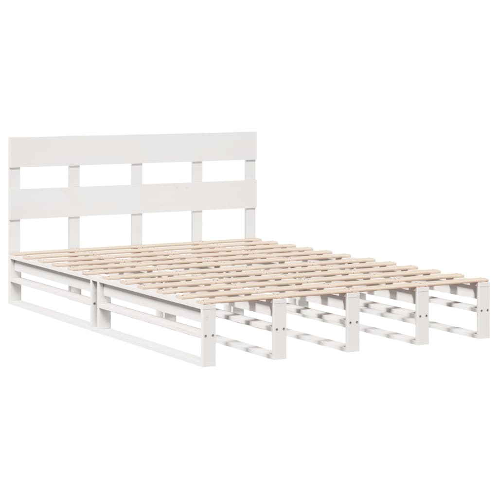 Letto senza Materasso Bianco 160x200 cm Legno Massello di Pino