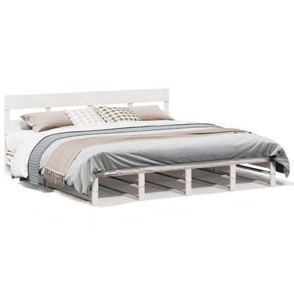 Letto senza Materasso Bianco 180x200 cm Legno Massello di Pino | homemem39