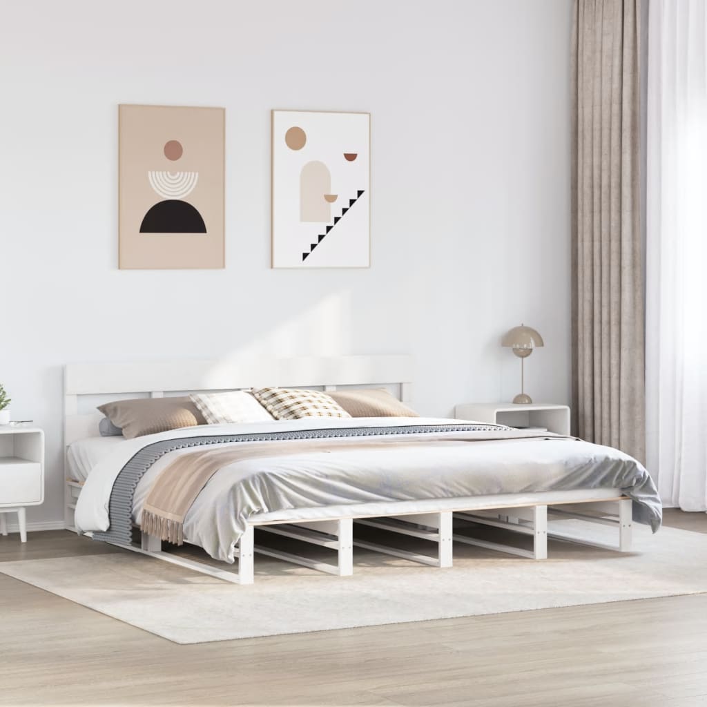 Letto senza Materasso Bianco 180x200 cm Legno Massello di Pino | homemem39