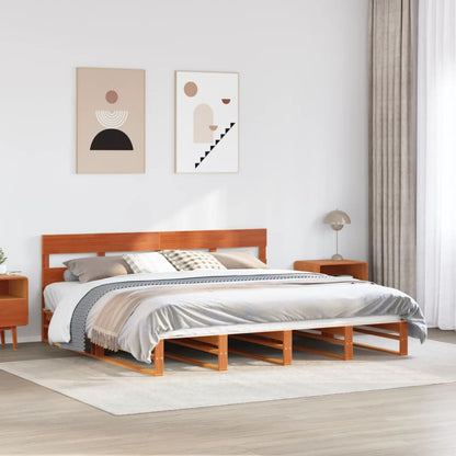 Letto senza Materasso Marrone Cera 180x200 cm in Legno di Pino | homemem39