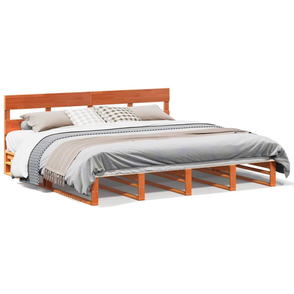 Letto senza Materasso Marrone Cera 200x200 cm in Legno di Pino | homemem39