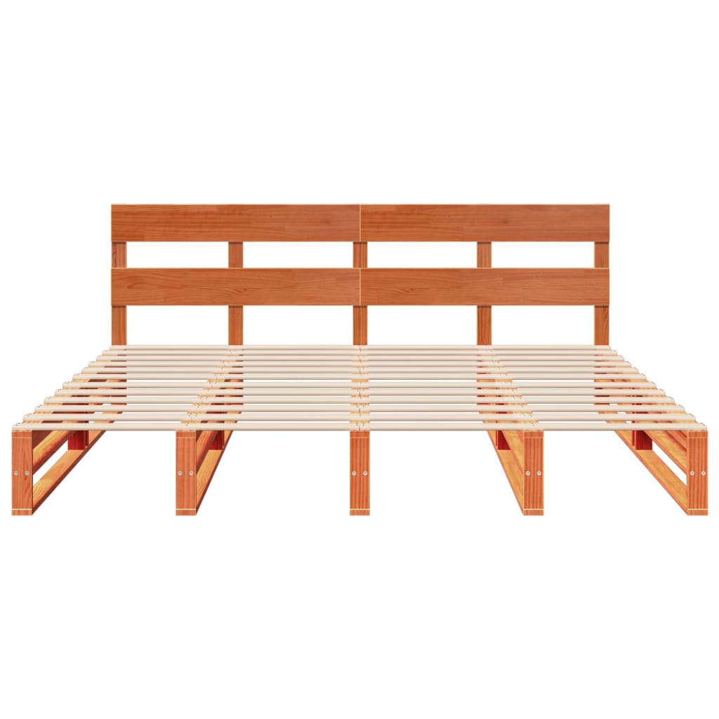 Letto senza Materasso Marrone Cera 200x200 cm in Legno di Pino | homemem39