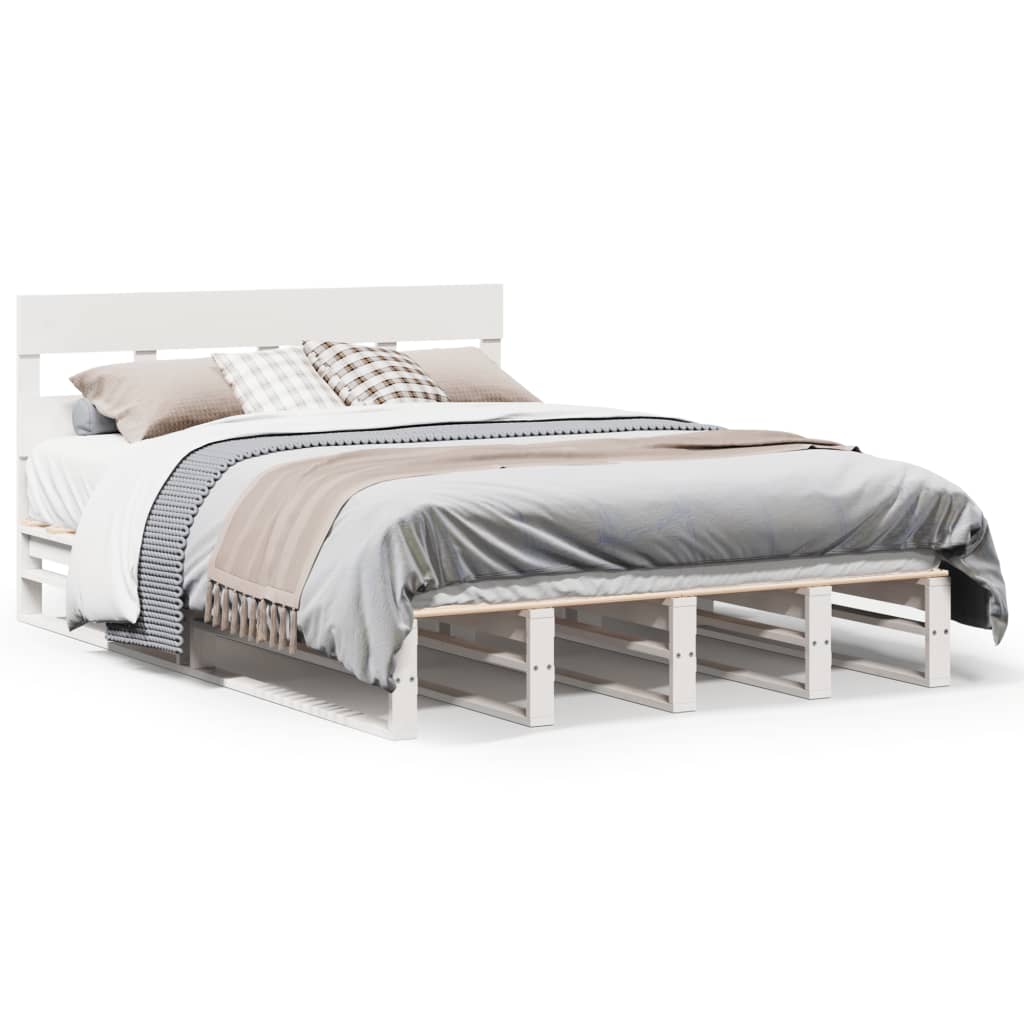Letto senza Materasso Bianco 120x190 cm Legno Massello di Pino | homemem39