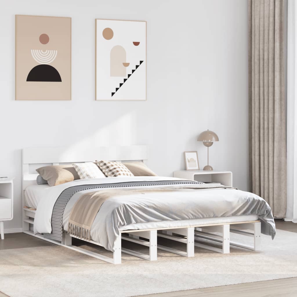 Letto senza Materasso Bianco 120x190 cm Legno Massello di Pino | homemem39