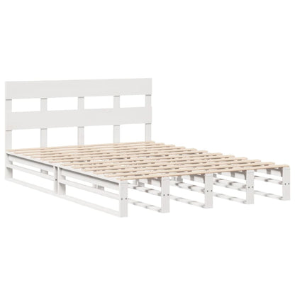 Letto senza Materasso Bianco 135x190 cm Legno Massello di Pino