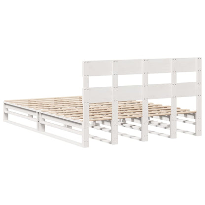 Letto senza Materasso Bianco 135x190 cm Legno Massello di Pino